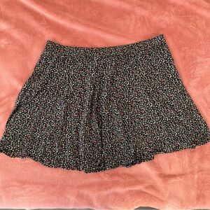 American Eagle Black Mini Skirt with Pink and Green Floral Print